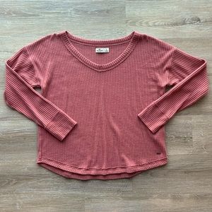 Hollister waffle knit long sleeve top, dusty rose, size small